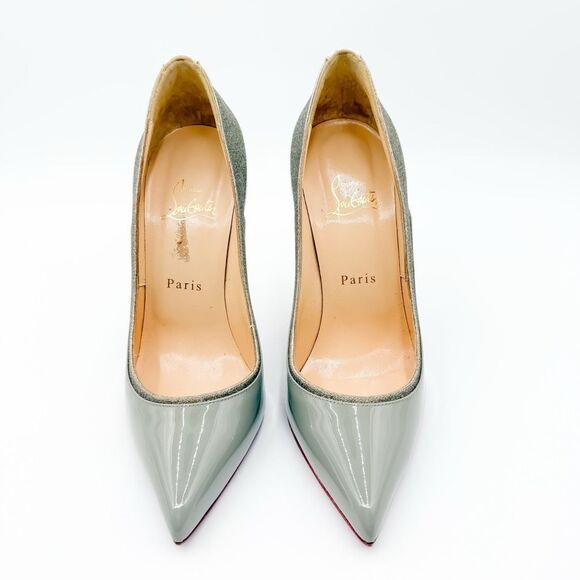 Christian Louboutin Tucsick 120 Pumps EU 38 US 8 Gray Patent Glitter High Heel - Picture 3 of 15